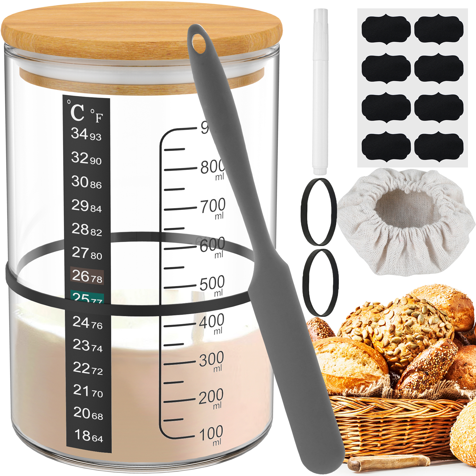 Kitchen Baking Containers - Sourdough Starter Jar Kit Sourdough Starter