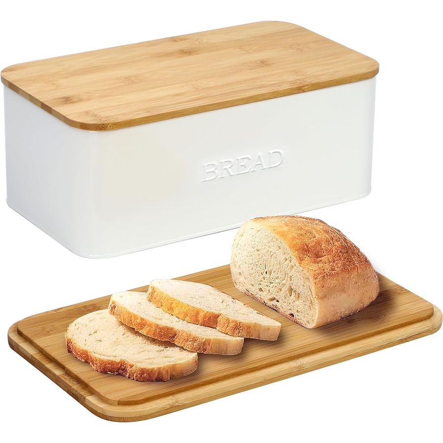 Kitchen Baking Containers - White Bread Box for Kitchen Countertop,