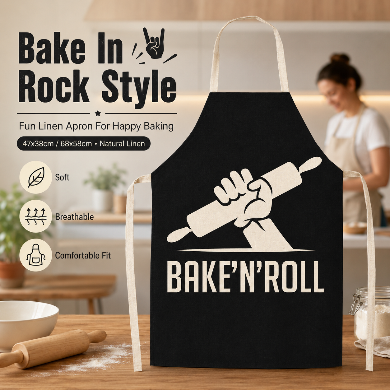 Kitchen Baking Quotes - Funny Quote Letter Print Linen Sleeveless