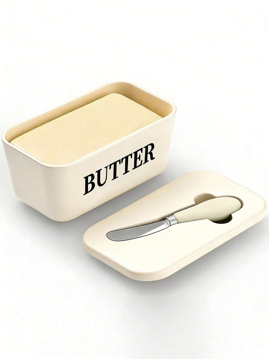 Kitchen Baking Containers - 1pc Plastic Butter Dish With Butter