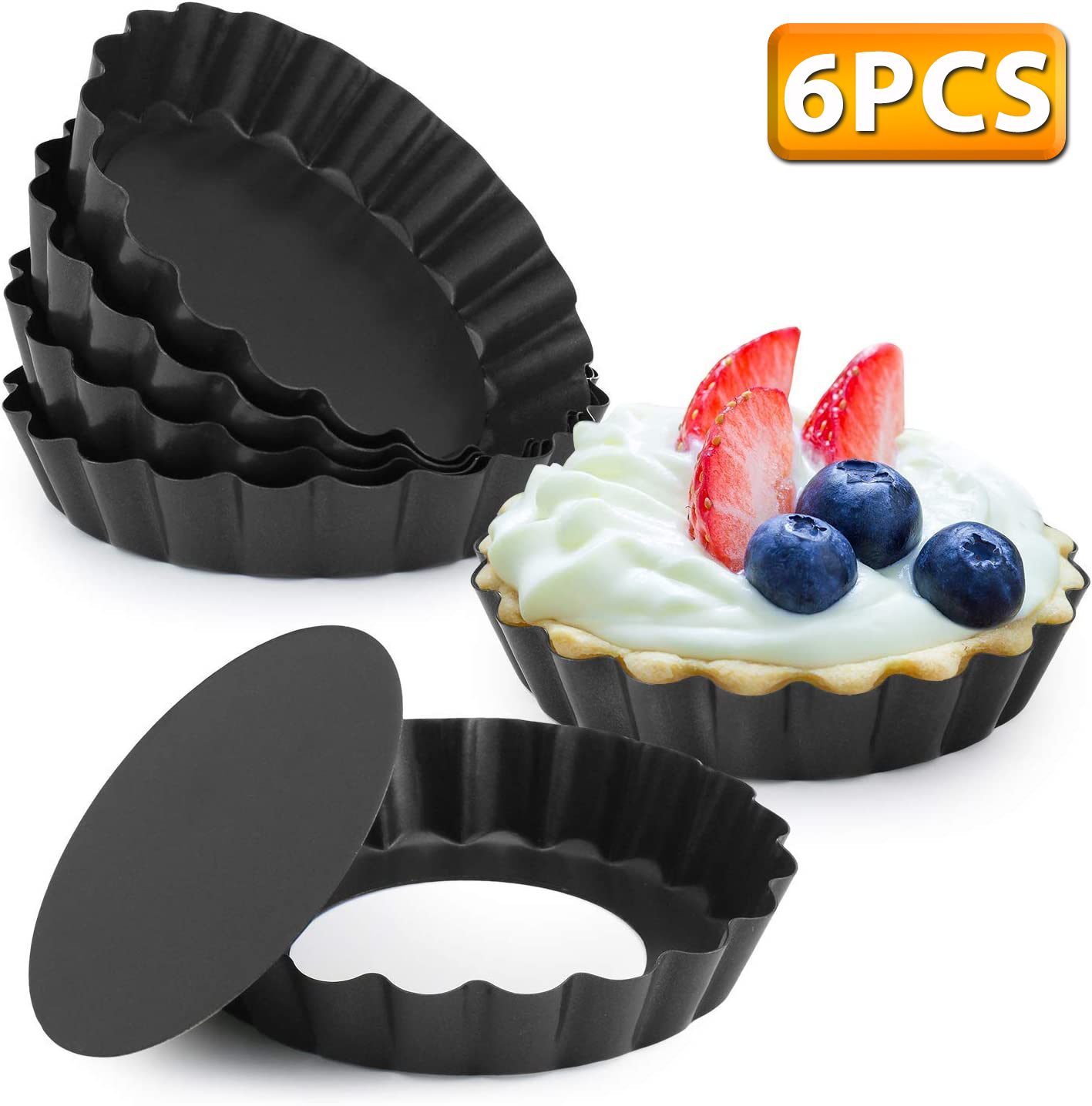 6 Pcs Mini Tart Pans 4 Inch wi - Muffin Tin Nonstick recensie en prijs