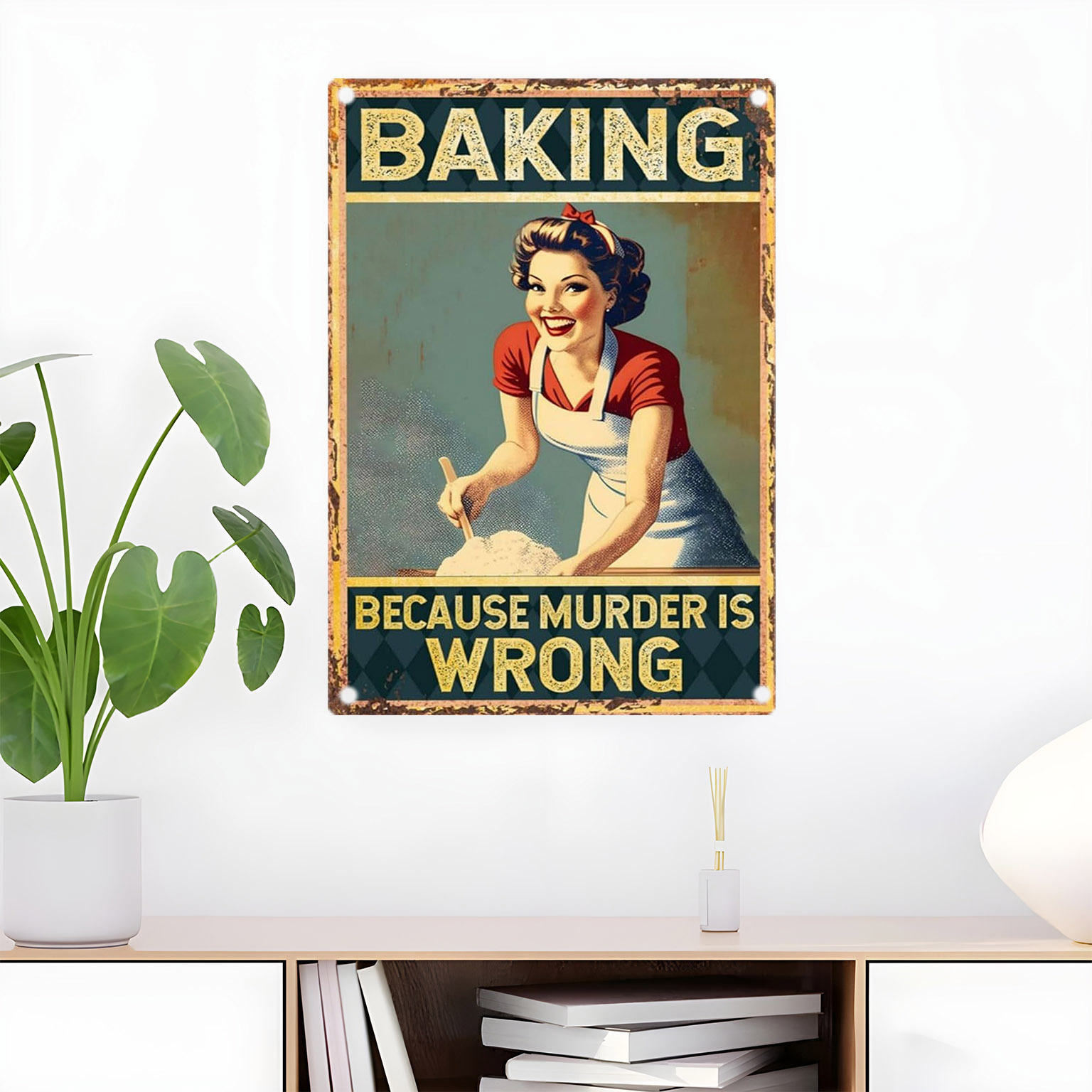 Vintage Funny Baking Quote Met - Kitchen Baking Quotes recensie en prijs