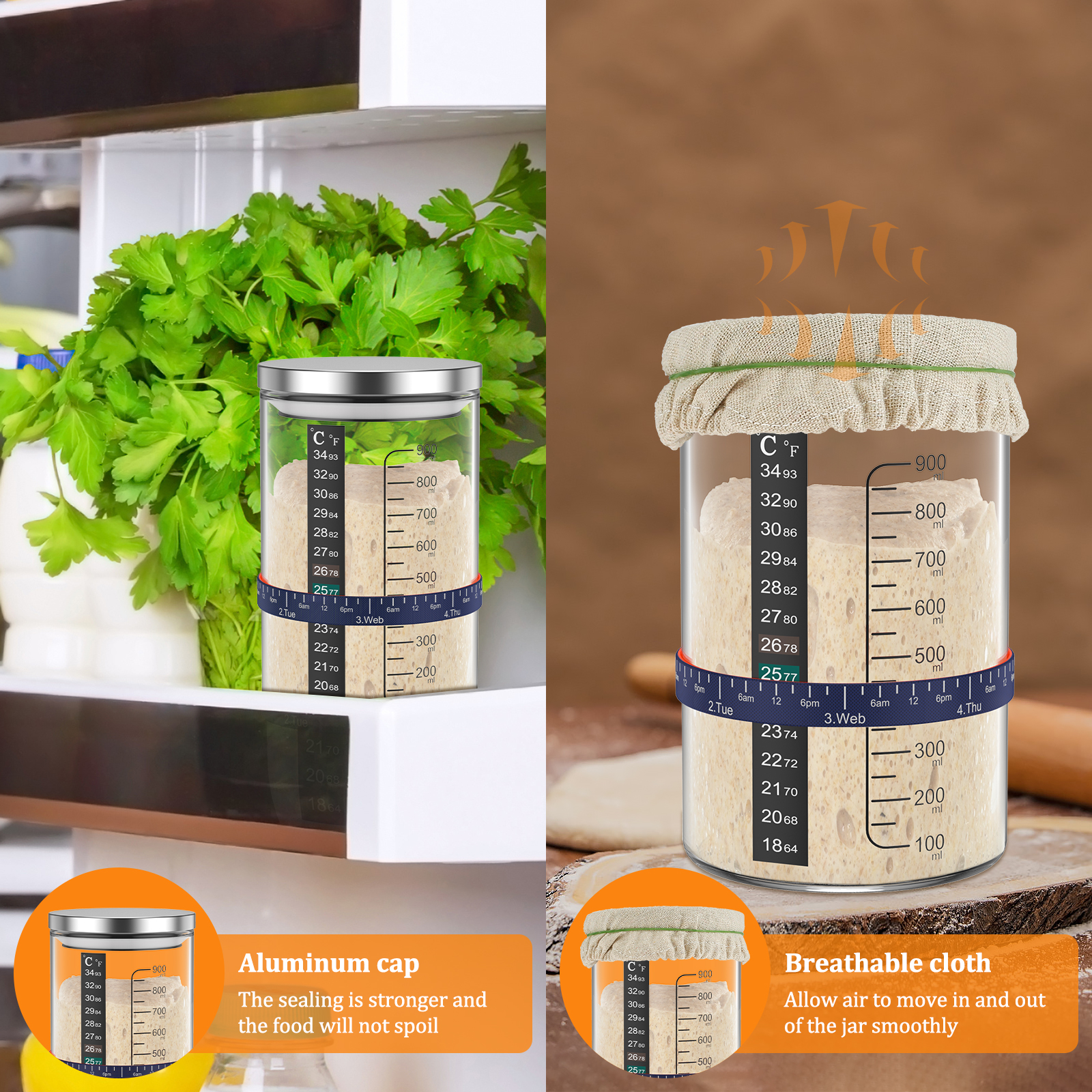 Sourdough Starter Jar Kit 900m - Kitchen Baking Containers recensie en prijs