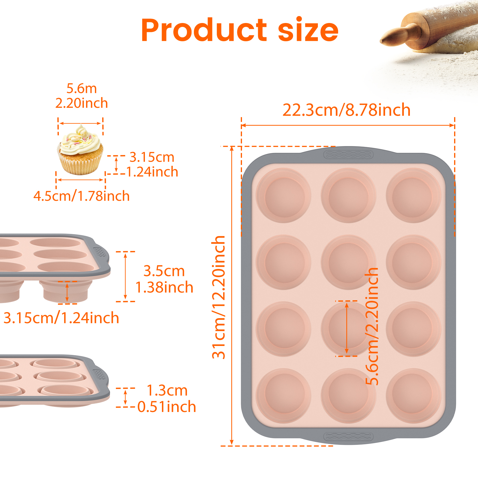 2/3Pcs Silicone Cake Mold 6/12 - Muffin Tin Nonstick recensie en prijs
