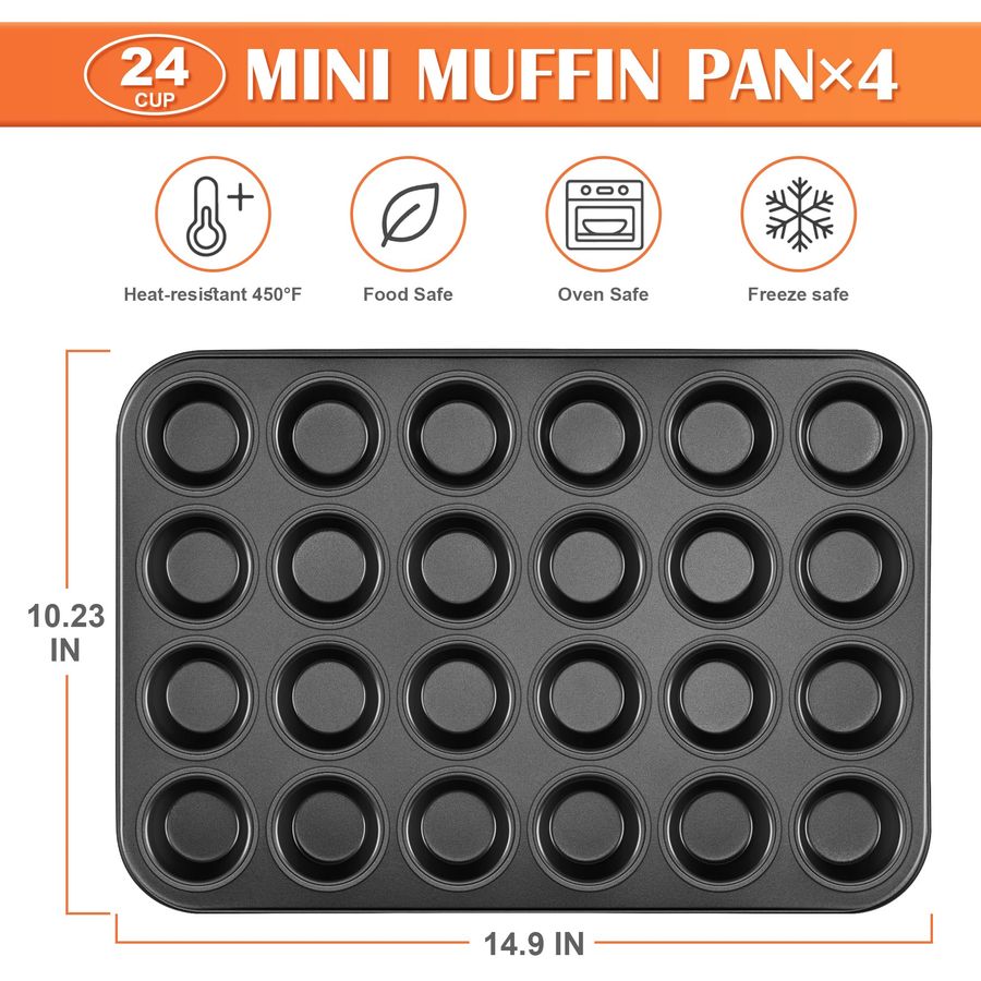 4 Pack Mini Muffin Pan 24Cup N - Muffin Tin Nonstick recensie en prijs