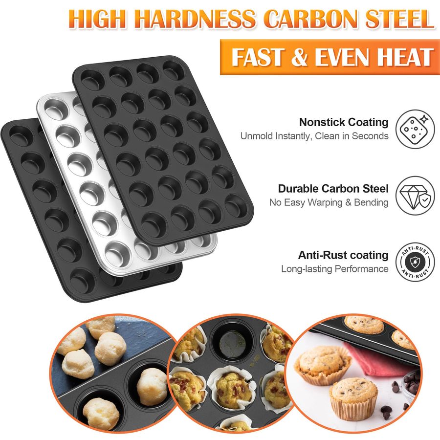 4 Pack Mini Muffin Pan 24Cup N - Muffin Tin Nonstick recensie en prijs