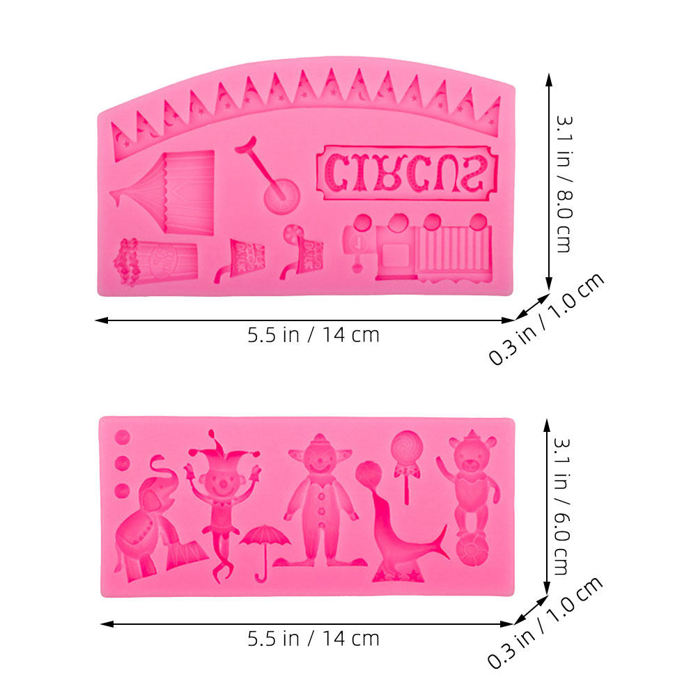 2Pcs Circus Fondant Mold Silic - Silicone Cake Mold recensie en prijs